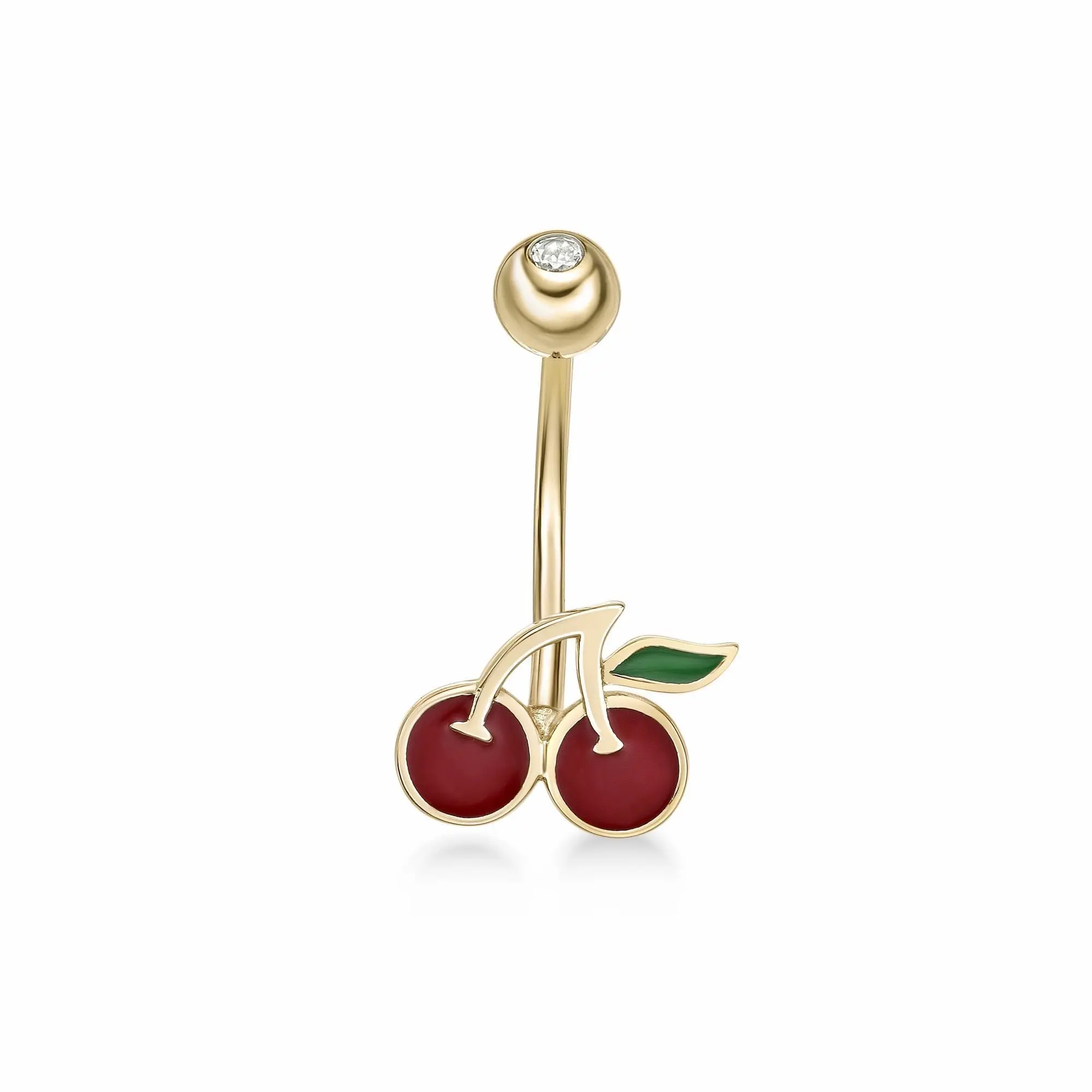 Cherry Enamel Belly Ring - 16G