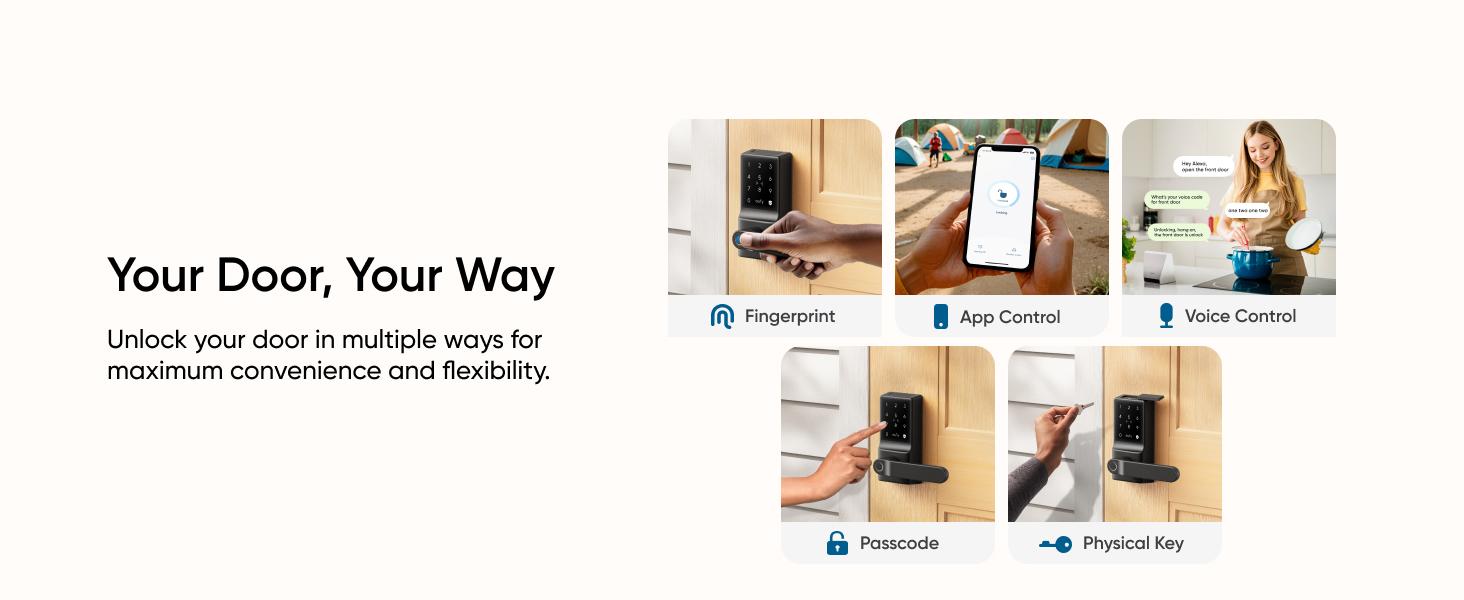 eufy Smart Lock C33, Keyless Fingerprint Door Lock with Handle, Integrated Wi-Fi, Remote Control via App, Biometric Entry Knob, Auto-Locking, IP53 Waterproof (2025 New Version)