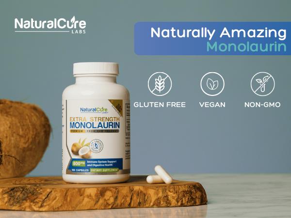 Monolaurin Extra Strength 800mg Per Serving, 100 Capsules - Immune System Support & Digestive Health from Coconut Monolaurin Extra Strength 800mg Per Serving, 100 Capsules - Immune System Support & Digestive Health from Coconut