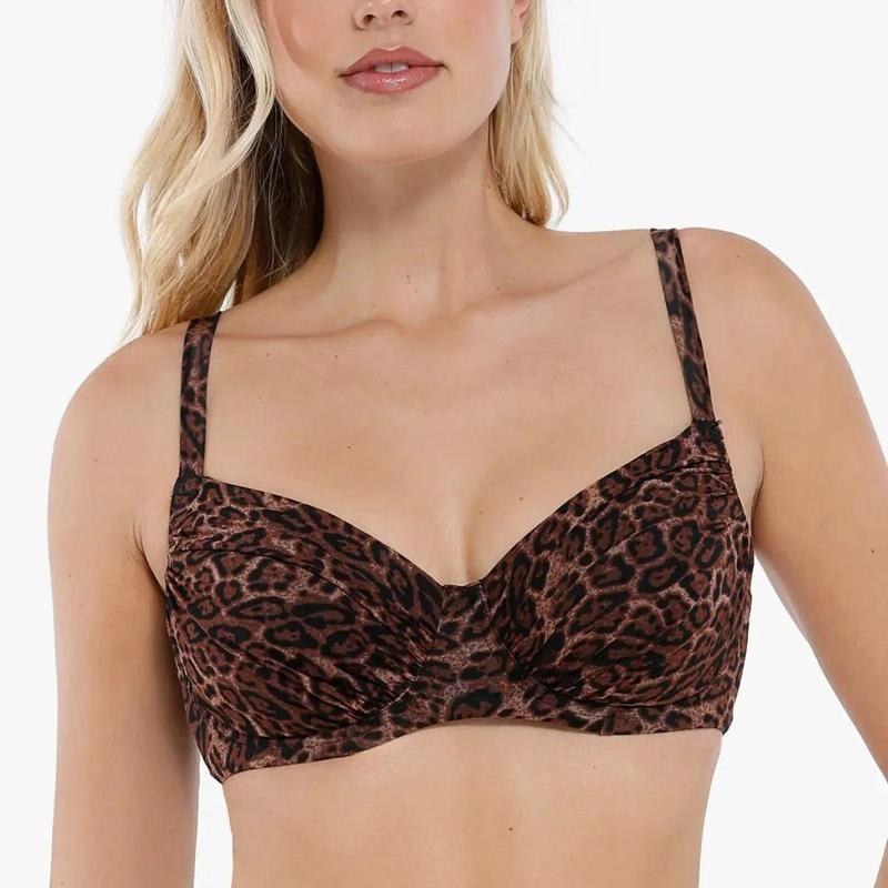 Popilush Leopard Swimwear Set High Waisted Bikini Shapewear Swimsuit  Push Up Adjustable Cover Up