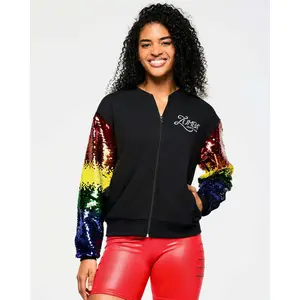 Zumba Bomber Jacket With Sequin Sleeves