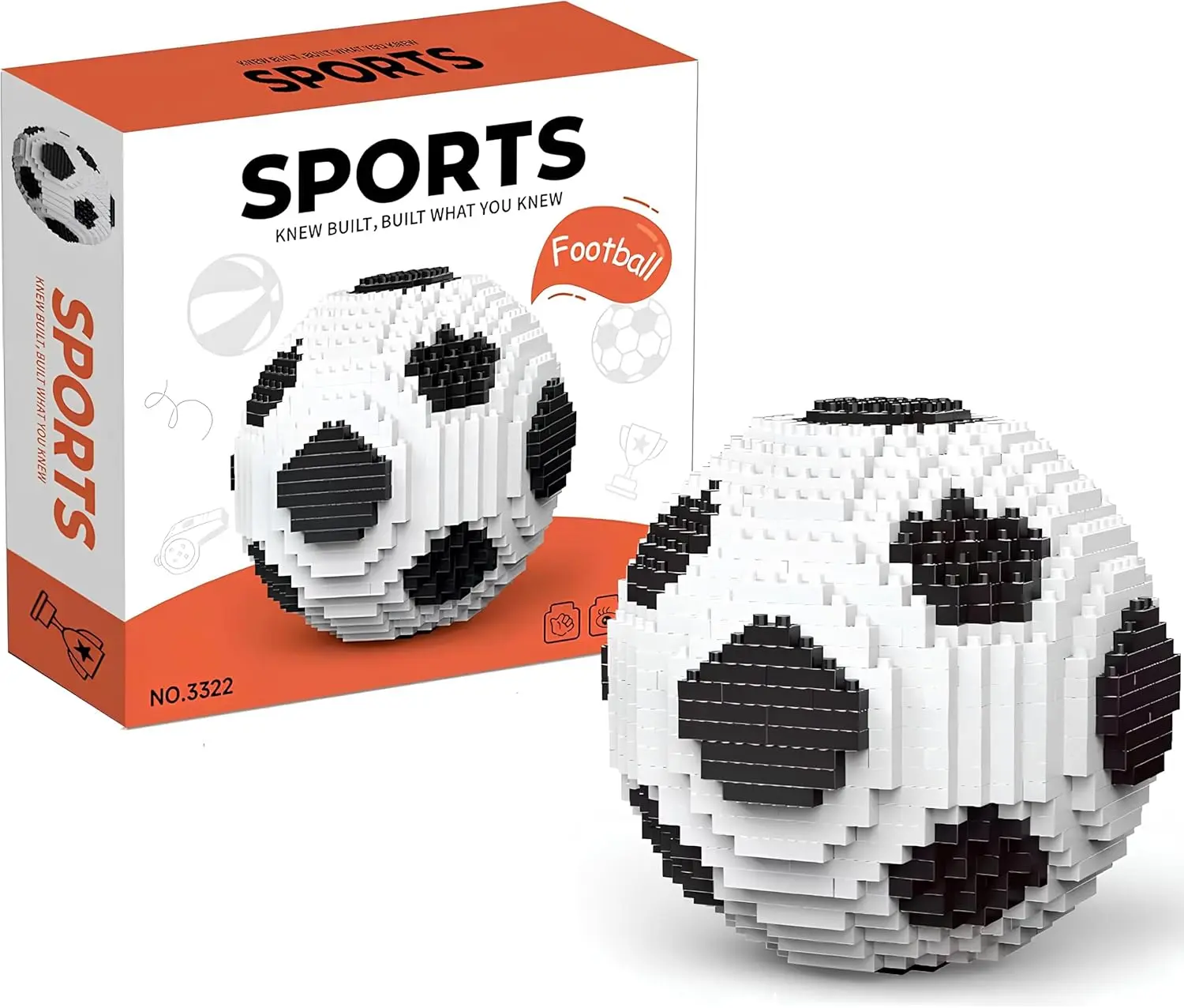 Soccer Building Bricks & Parts Set, 850pcs Unisex STEM Educational Toy for Kids Ages 8+ - White & Black, Fosters Patience, Spatial Thinking, Creative Play, Real Growth via Hands-On Learning, LOL Gift Option