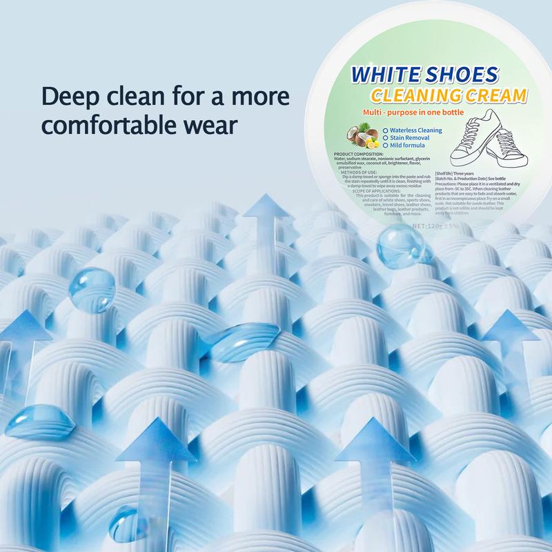 White Shoes Cleaning Cream Multi-Purpose Paste for Sneakers Leather Shoes Sofas Pool Grime Sink Bathroom Stains Powerful One-Brush Clean 1 Box Pack White Shoes Cleaning Cream Multi-Purpose Paste for Sneakers Leather Shoes Sofas Pool Grime Sink Bathroom Stains Powerful One-Brush Clean 1 Box Pack