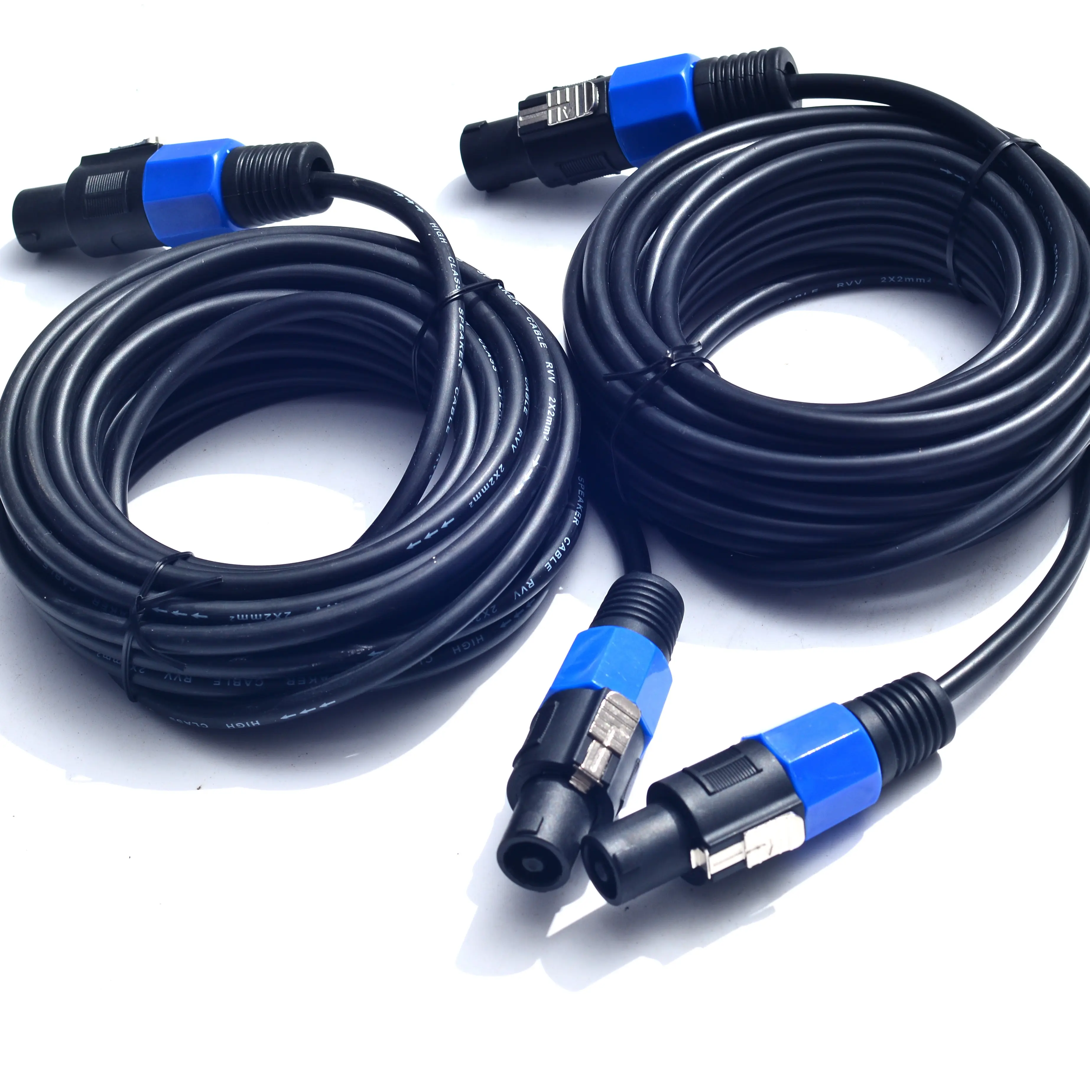 2Pack 25 ft Male Speakon Cables - 14AWG Durable 2-Conductor Twist-Lock Easy-to-Use Cables for DJ Audio Equipment, Heavy-Use Bi-Amping Speaker Setups