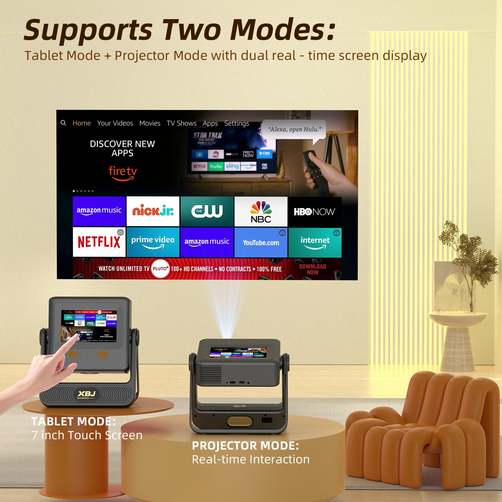 A5PRO Touch Screen ProjectorSupports 4K,800 ANSl Lumens with Auto Focusand Keystone Correction 3D DolbyAudio, WiFi 6and Bluetooth 5.0 for Home Theater, Gaming,Outdoor Camping (HDMI/USB-C). rotation stand, mini projector