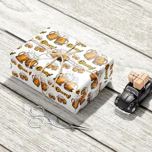 Beer Pattern Wrapping Paper Roll with Cheers Design, Father's Day Gift Wrapping Paper for Dad, Birthday Party Gift Packing Material, 58*23inch