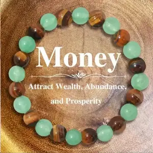 Money Attraction Bracelet with Green Aventurine & Tiger Eye -    blue friendship bracelet beaded  jewelry protection bracelet encouragement gift fashion artificial bracelet  of  the  day Colorblock Beaded Crystal Bracelet