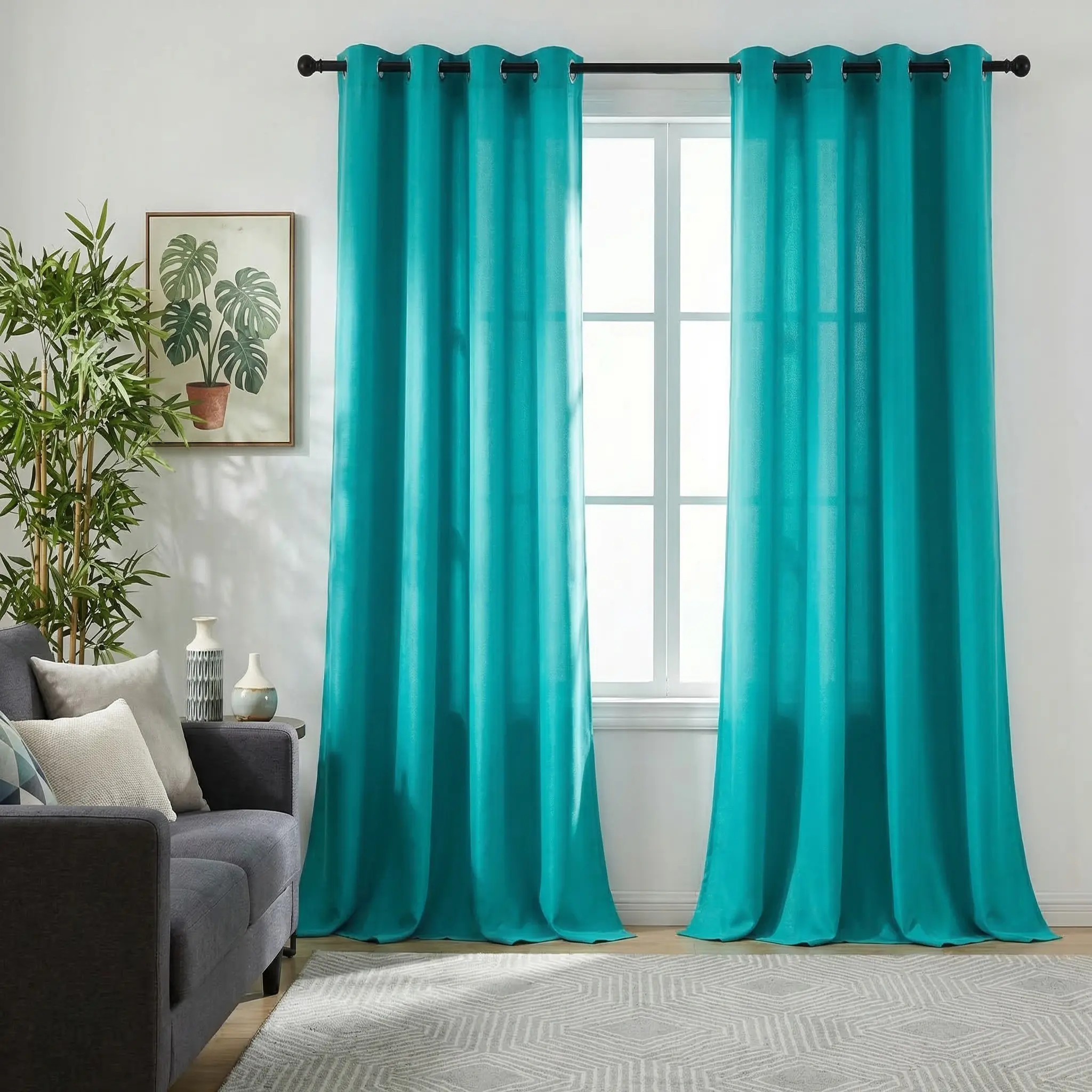 Thermal Insulated Curtains, 34"W 4-Panel & 52"W 2-Panel Sets, Multiple Colors, Cationic-Textured Marled Grommet Drapes for Bedroom & Living Room, Light Filtering Fade-Resistant Rustic Decor L18