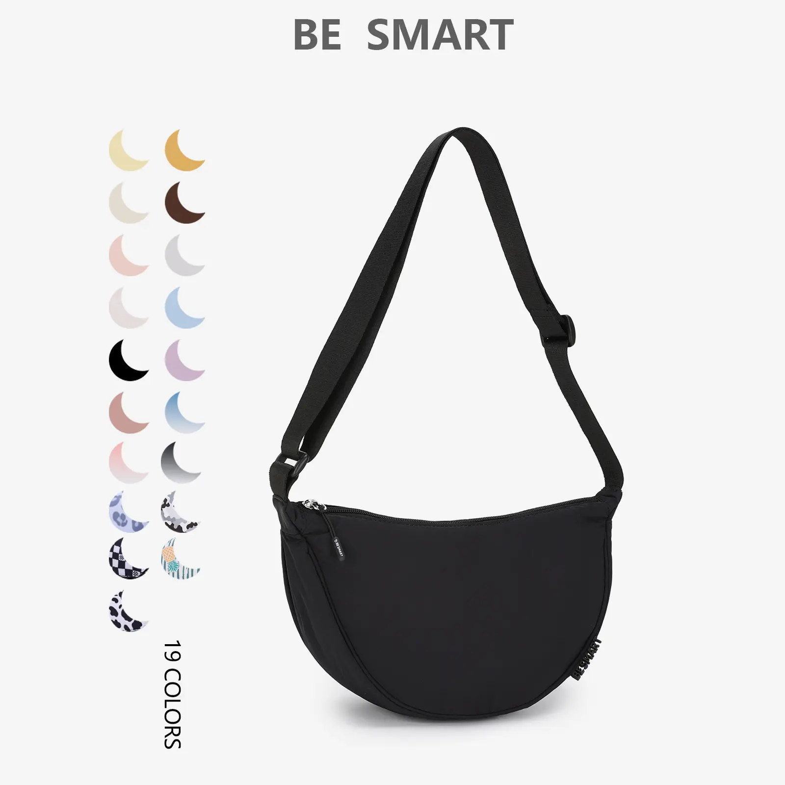BE SMART Crescent bag, Mini crescent bag with adjustable shoulder strap, light nylon bag, waterproof fabric, metal accessories, steel logo polo id pink casual baggu shoulder bag crescent bag simple Diaper Bag Lightweight Crossbody Bag