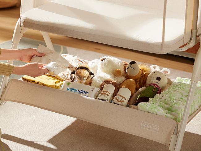 HARPPA Baby Bassinet 3-in-1 Rocking Cuddly Sway & Bedside storage Sleeper with Mattress Cover No Sheet for Cozy Nights Unisex Design Portable Sleeping Cot toddler bed