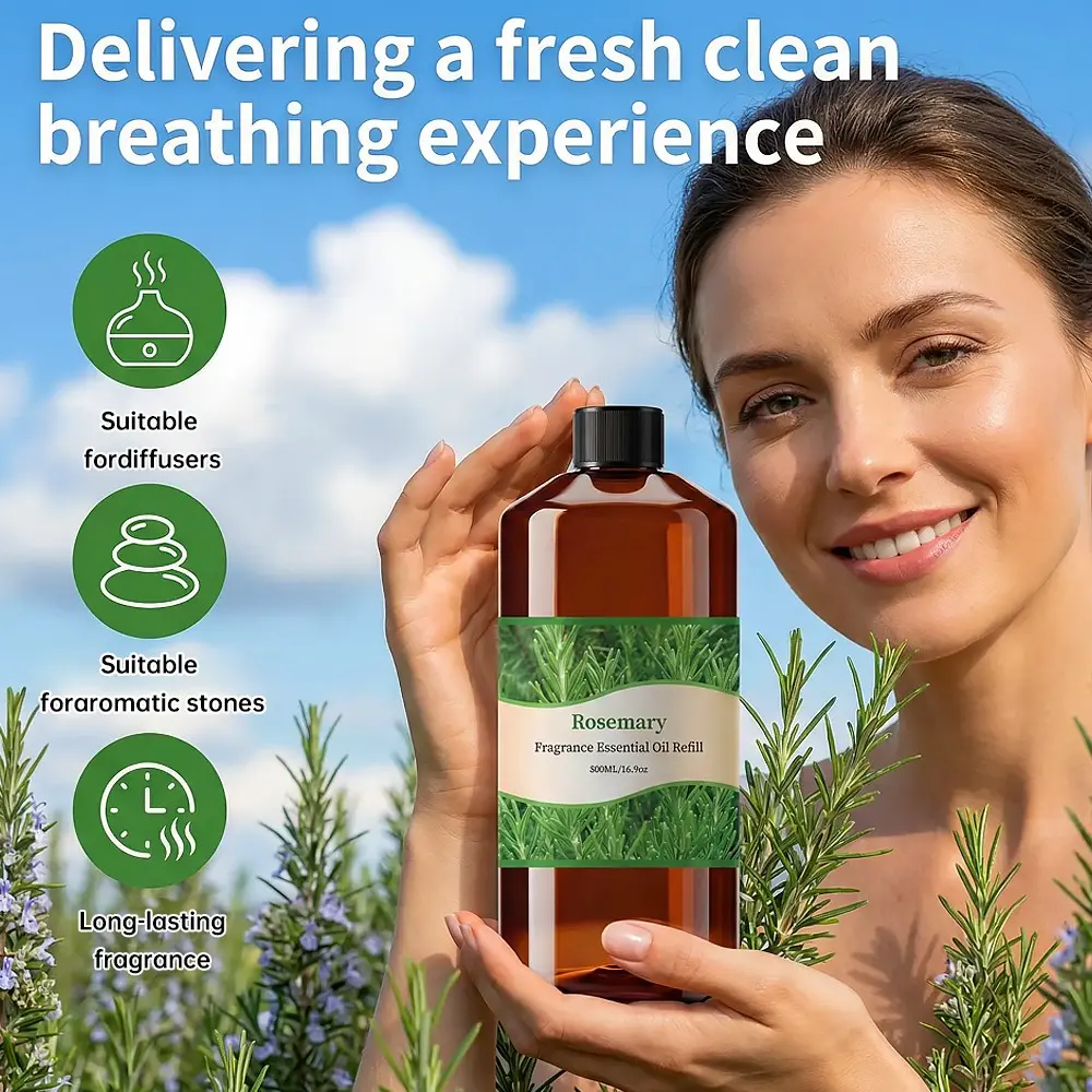 16.9oz Large Bottle Home Aromatherapy Essential Oil Refill, 8 Classic Scents, Compatible with Diffusers, Humidifiers, Car Fragrance, Long-Lasting
