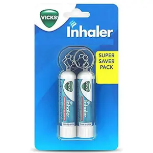 Vicks Nasal Inhalers 2-Super Saver Value Pack 0.02oz/0.5ml  Each– Fast Sinus & Nasal Congestion Relief Powerful Sore Ultra Fine inhaler runny nose Drug-Free Saline Aller-Flo Fluticasone
