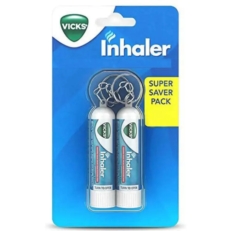 Vicks Nasal Inhalers 2-Super Saver Value Pack 0.02oz/0.5ml Each– Fast Sinus & Nasal Congestion Relief Powerful Sore Ultra Fine inhaler runny nose Drug-Free Saline Aller-Flo Fluticasone
