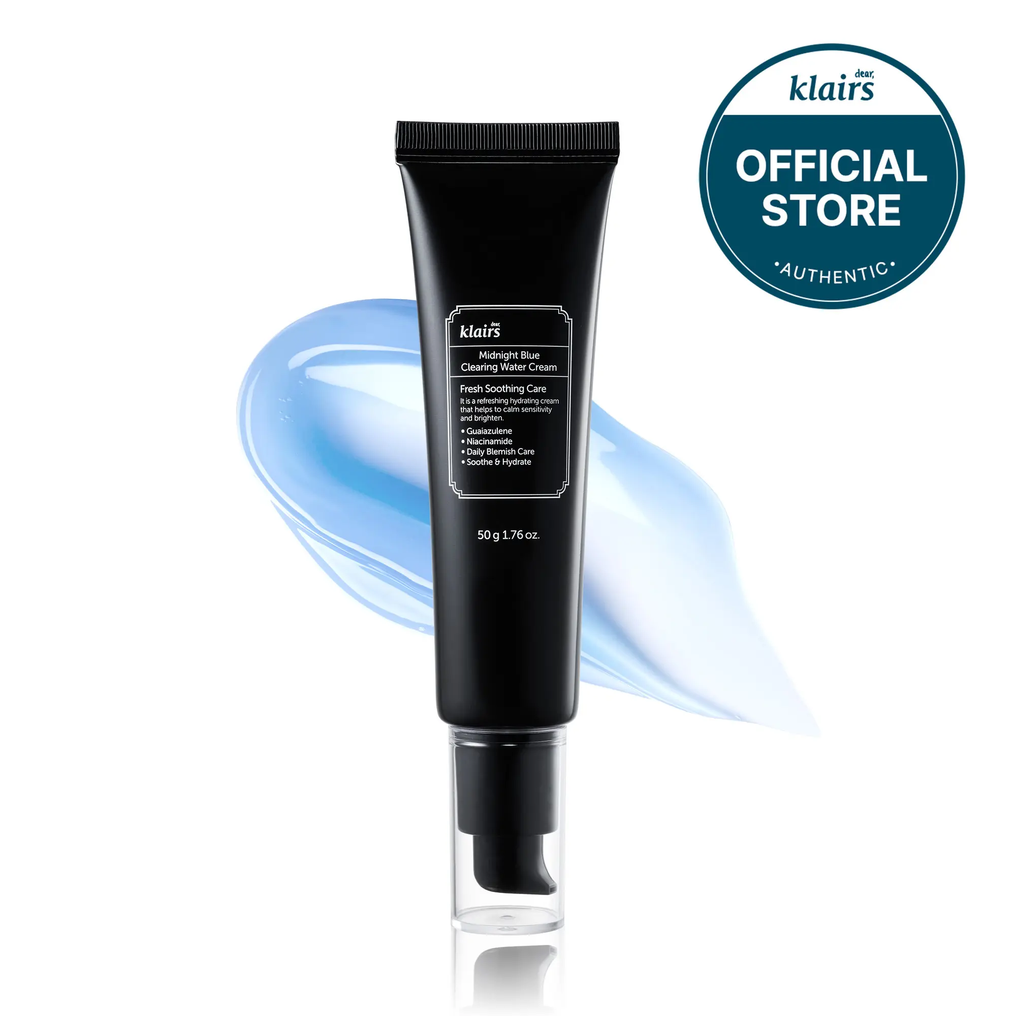 [Dear Klairs Official] Midnight Blue Clearing Water Gel Cream 1.76 Ounce, Improve Dullness, Pigmentation, Red Spot, Bumps, No irritation, For Oily Skin