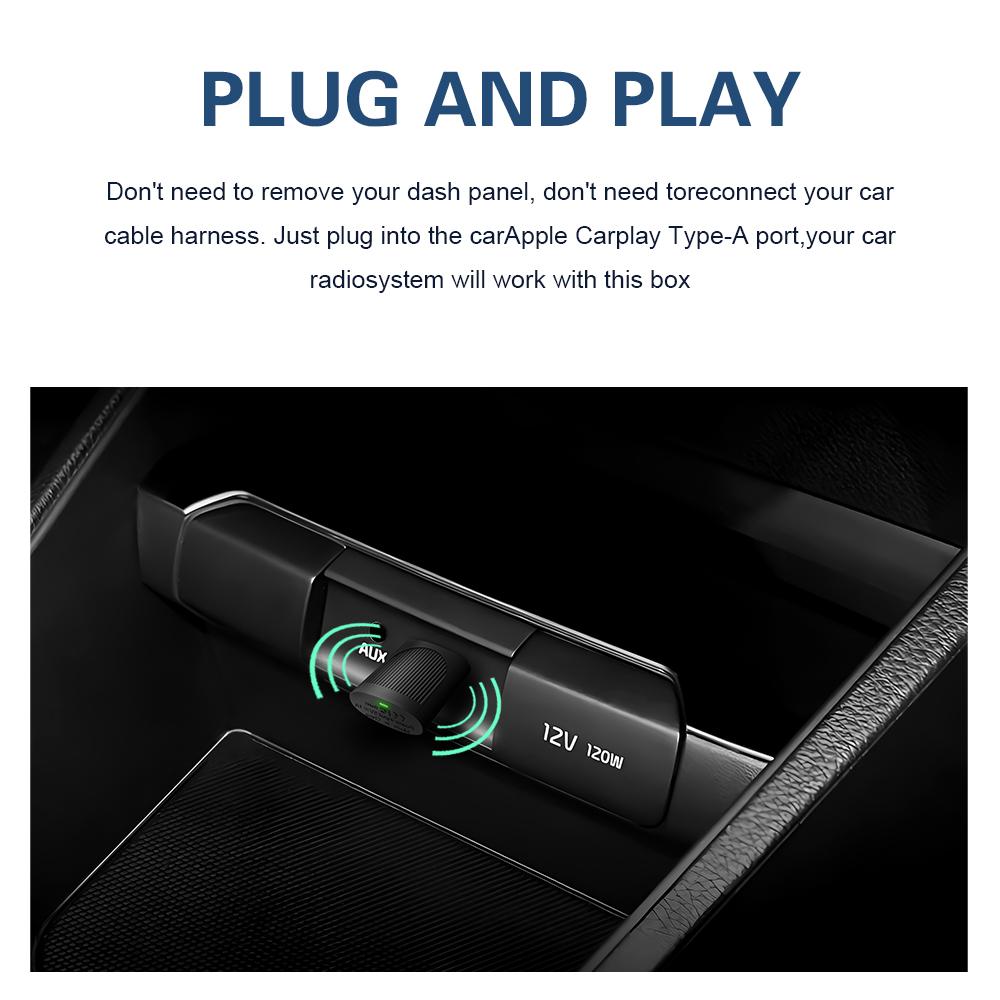 DABATR Mini Wireless CarPlay & Android Auto Adapter | Plug & Play | Fast Auto-Reconnect | Convert Wired to Wireless | for iOS 10+ & 2016+ Cars