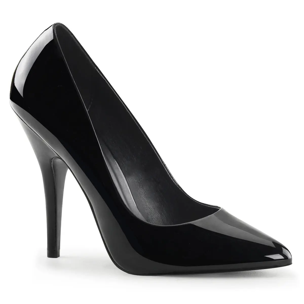 Women's Classic Pointed Toe Patent Leather Black Pumps - 5 In Stiletto Heels, Chic Elegant Fashion Shoe, Versatile Formal Footwear in Extended Sizes, Stylish