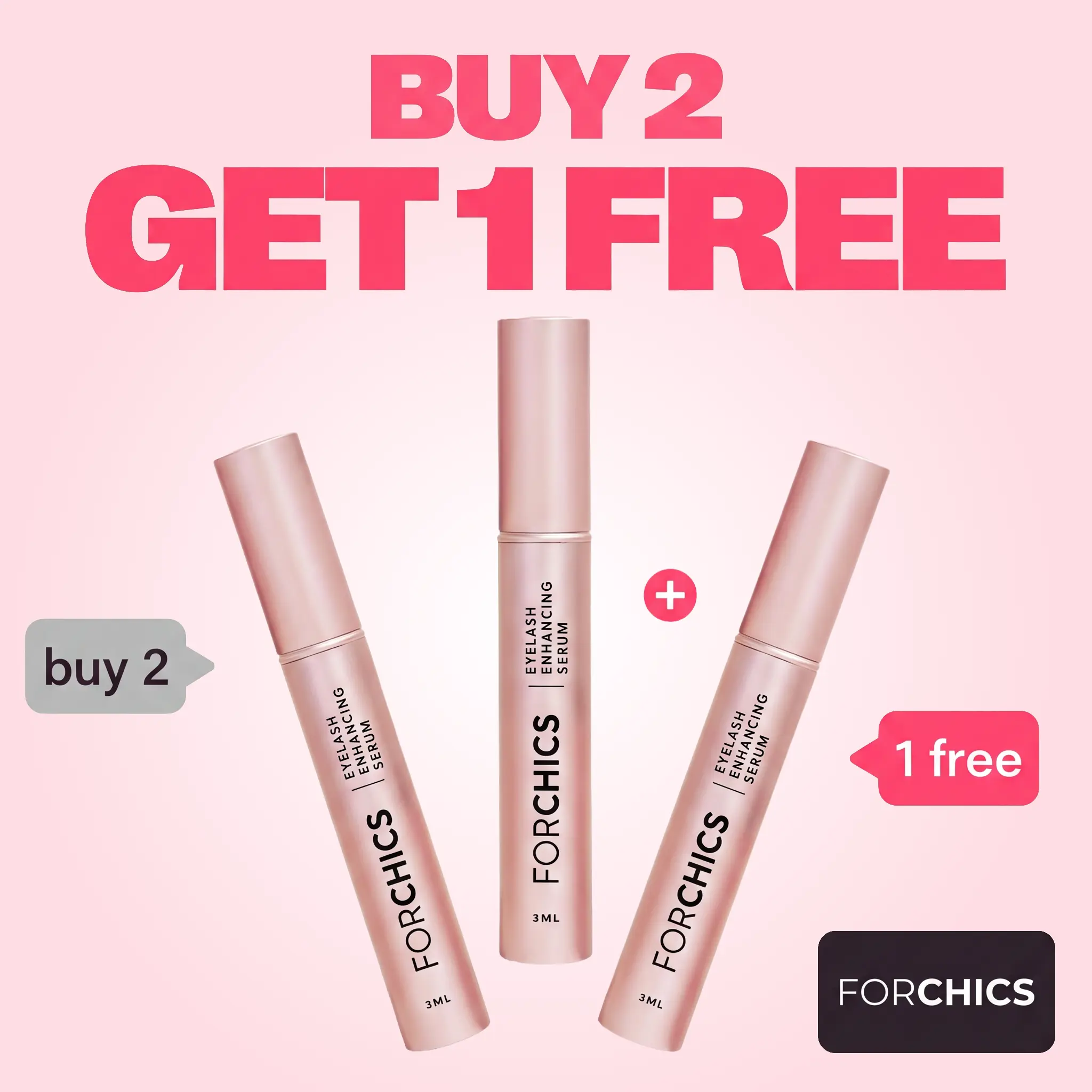 Buy 2 Get 1 Free: FORCHICS Eyelash Enhancing Serum with Powerful Peptides & Plant Botanicals