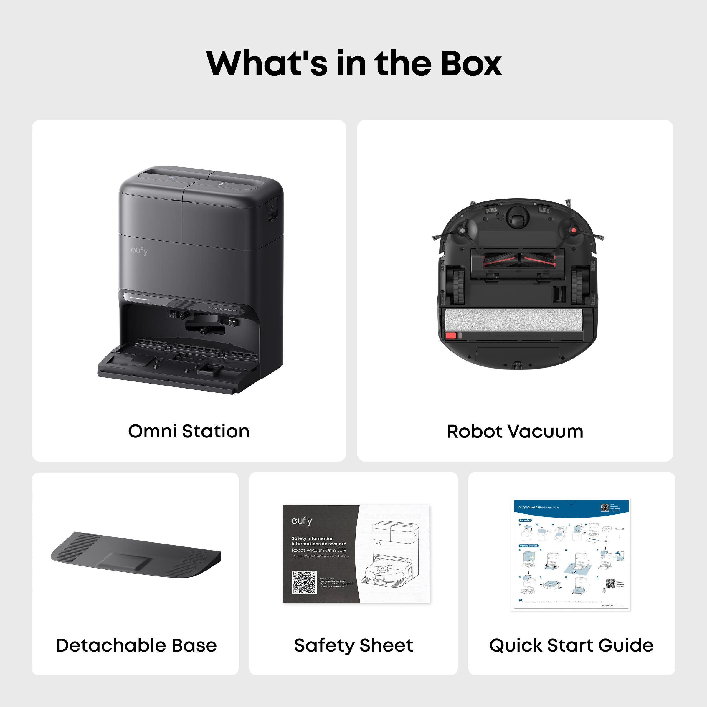 【Upgrade C20】eufy C28 Robot Vacuum and Mop Combo, HydroJet Self-Cleaning Roller Mop, DuoSpiral Detangle Brush, 15,000 Pa Turbo High Suction, 5-in-1 Robot Vacuum and AI Obstacle Avoidance