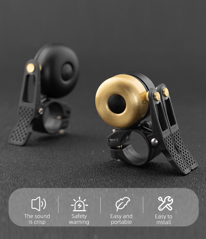 ROCKBROS Bike Bell, Copper Alloy Bike Bell, Loud Sound Classic Bike Ring Bell for Adults, for 0.82’’-0.9’’/21-23mm Handlebar Diameter