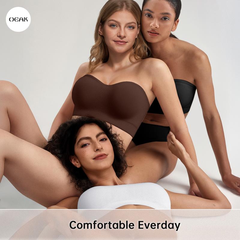 OEAK Strapless Bra for Women Comfort Non-Slip Seamless Bandeau Bras Wireless Tube Top Bra Invisible Bralette