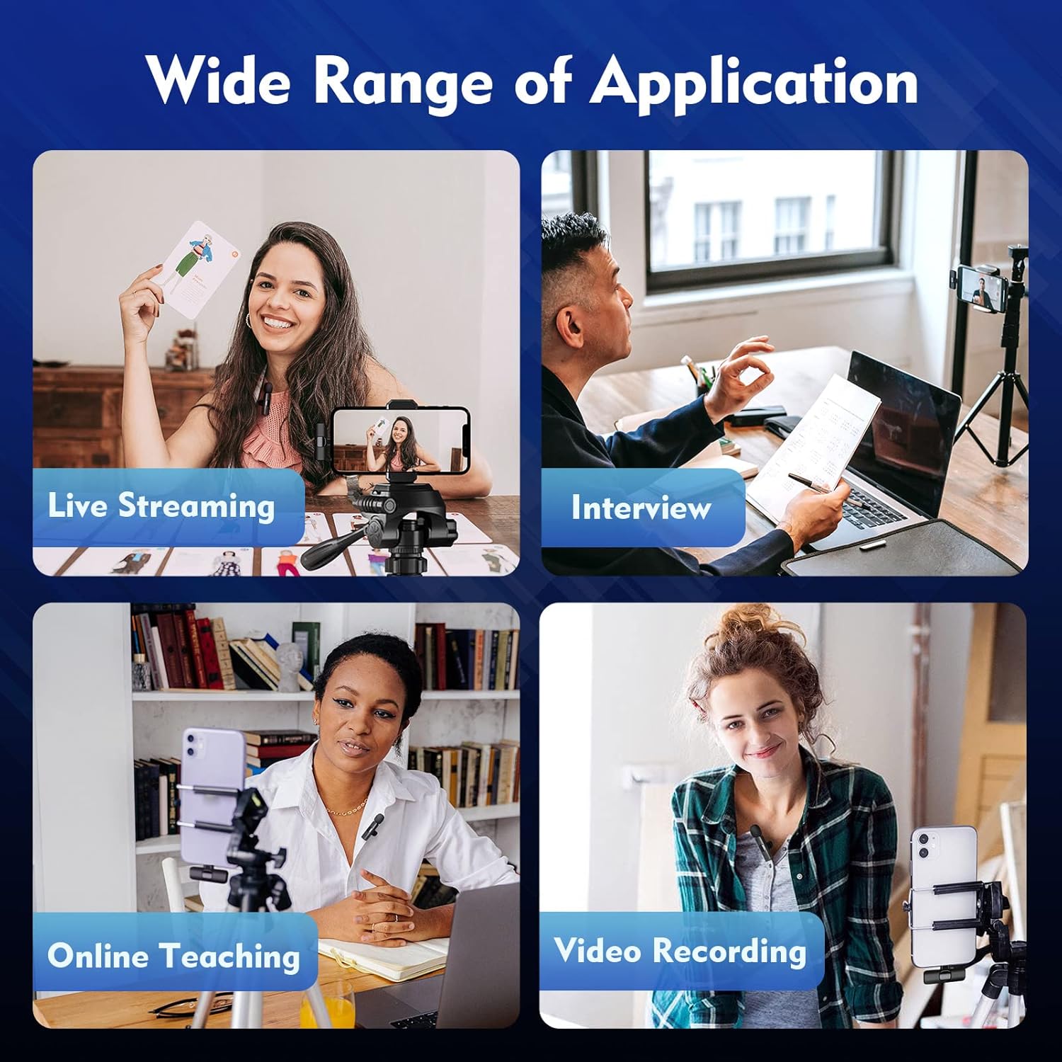 Wireless Mini Microphone for iPhone & Android Professional Lavalier Omnidirectional Clip Mic USB-C Rechargeable 65FT Transmission Noise Reduction Plug-Play for Interview Video Podcast Vlog YouTube Multi-Purpose  microphone Clip-on Microphones interview po