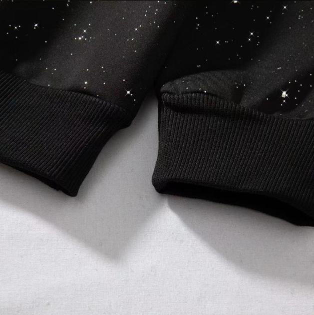 TELLFUN  Y2K Sequined Pullover Hoodie - Fashionable Casual Long-Sleeved Menswear Top with Pockets, Loose-Fitting Y2K Galaxy Sweatshirt for Autumn & Winter