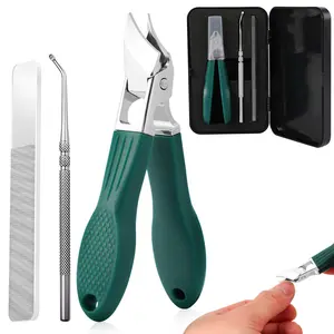 Eagle Beak Beveled Nail Clippers Set, Wide Jaw Opening Anti-Splash Slanted Clippers, Precision Stainless Steel Blades, Ergonomic Non-Slip Grip, 3-Piece Kit for Women & Men hard thick toenail ingrown care heavy-duty pedicure splash-proof design