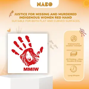 Justice For Missing And Murdered Indigenous Women Red Hand Car Decal - Customizable Design for Support and Awareness 4x4 inch Waterproof Vinyl Sticker