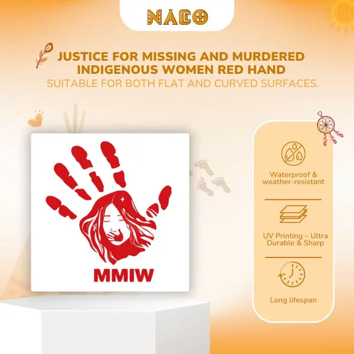 Justice For Missing And Murdered Indigenous Women Red Hand Car Decal - Customizable Design for Support and Awareness 4x4 inch Waterproof Vinyl Sticker