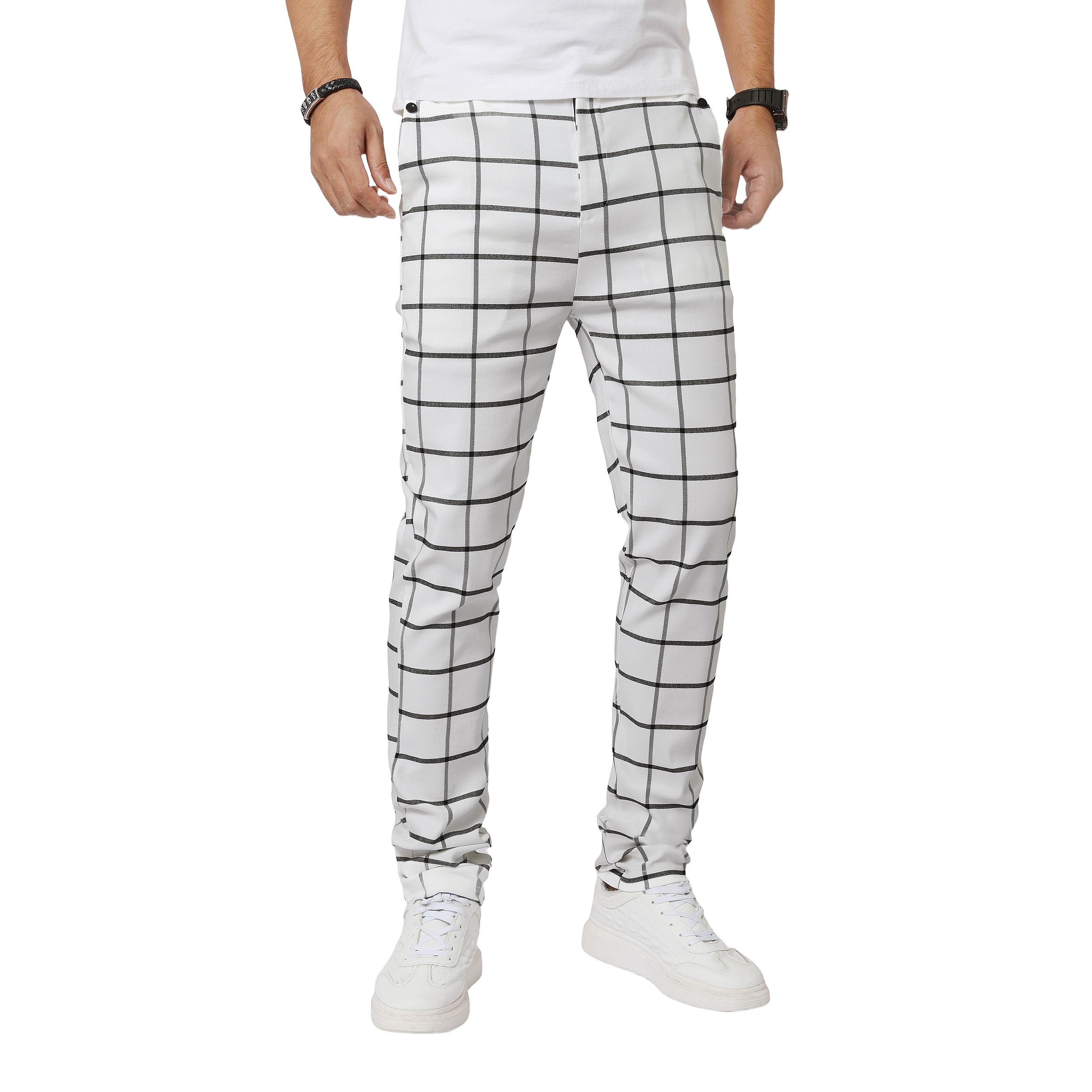 JUNBAOSS Men's Slim Fit Stretch Dress Pants Plaid Skinny Pants for Men, Straight Leg Fashion Comfort Flex Waist Pants, Men's Casual Business Golf Dress Chinos Pants