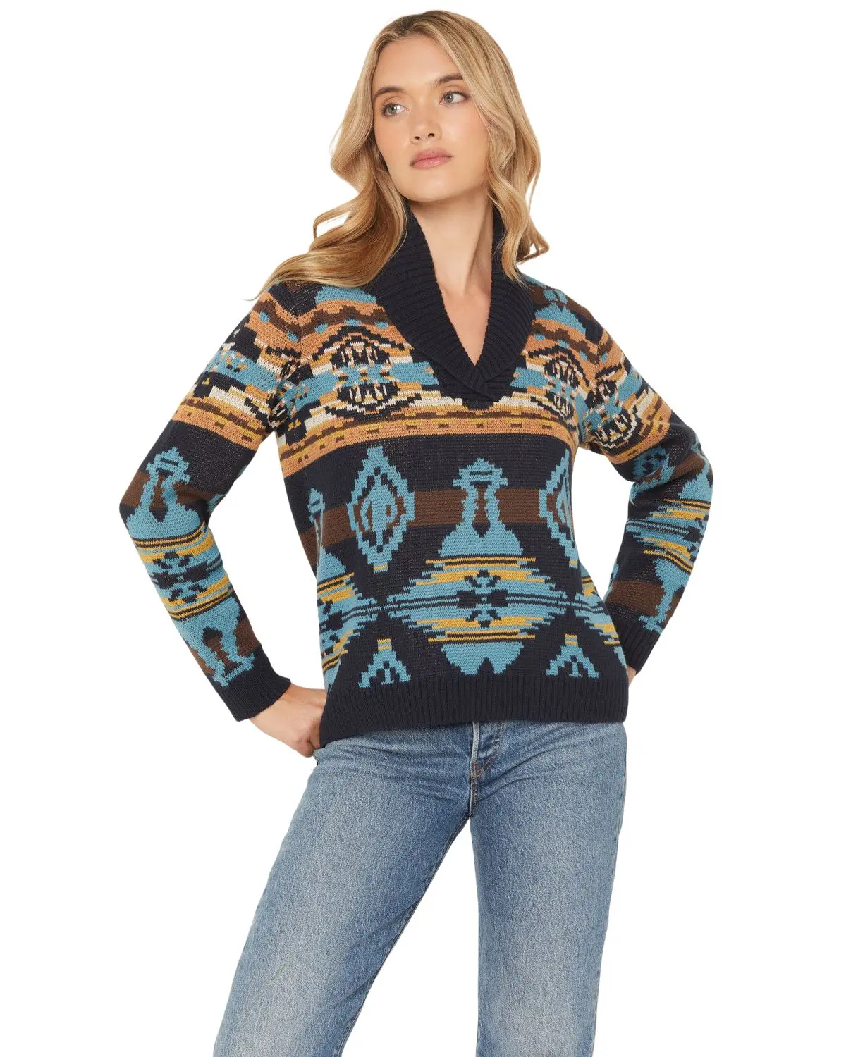Shyanne Women's Women'S Southwestern Print Knit Sweater - Swfa25sw9-Ind