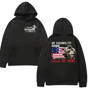 USMC Marine Mom 2-Sided Hoodie – Funny Graphic Pullover for Mothers, Marine Corps Graduation & Family Day Wear