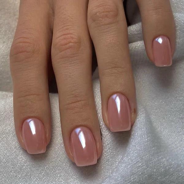 Valentine's Day Limited Nude Blush Press On Nails | Glossy Square Soft Gel 24Pcs W/ Free Tools Reusable