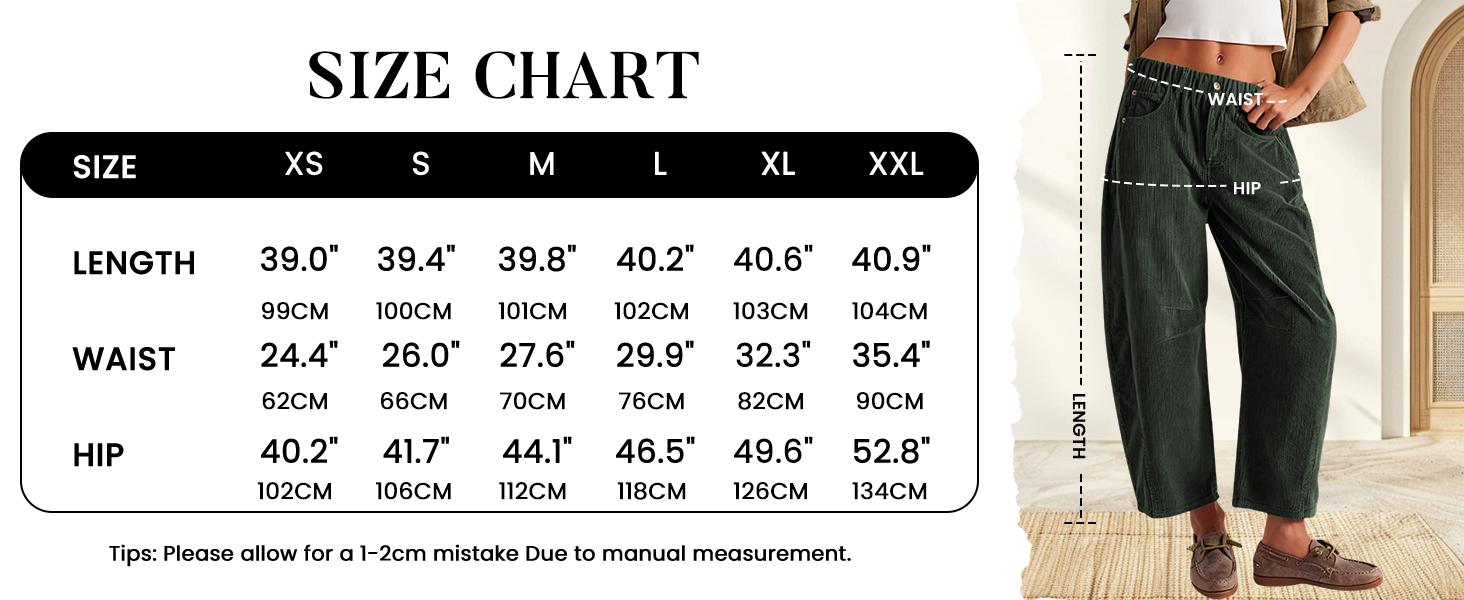 2026 Women's Corduroy Pants Barrel Mid-Rise Elastic Waist Cord Pants Springfresh Casual Wide Leg Baggy Trouser with Pockets..