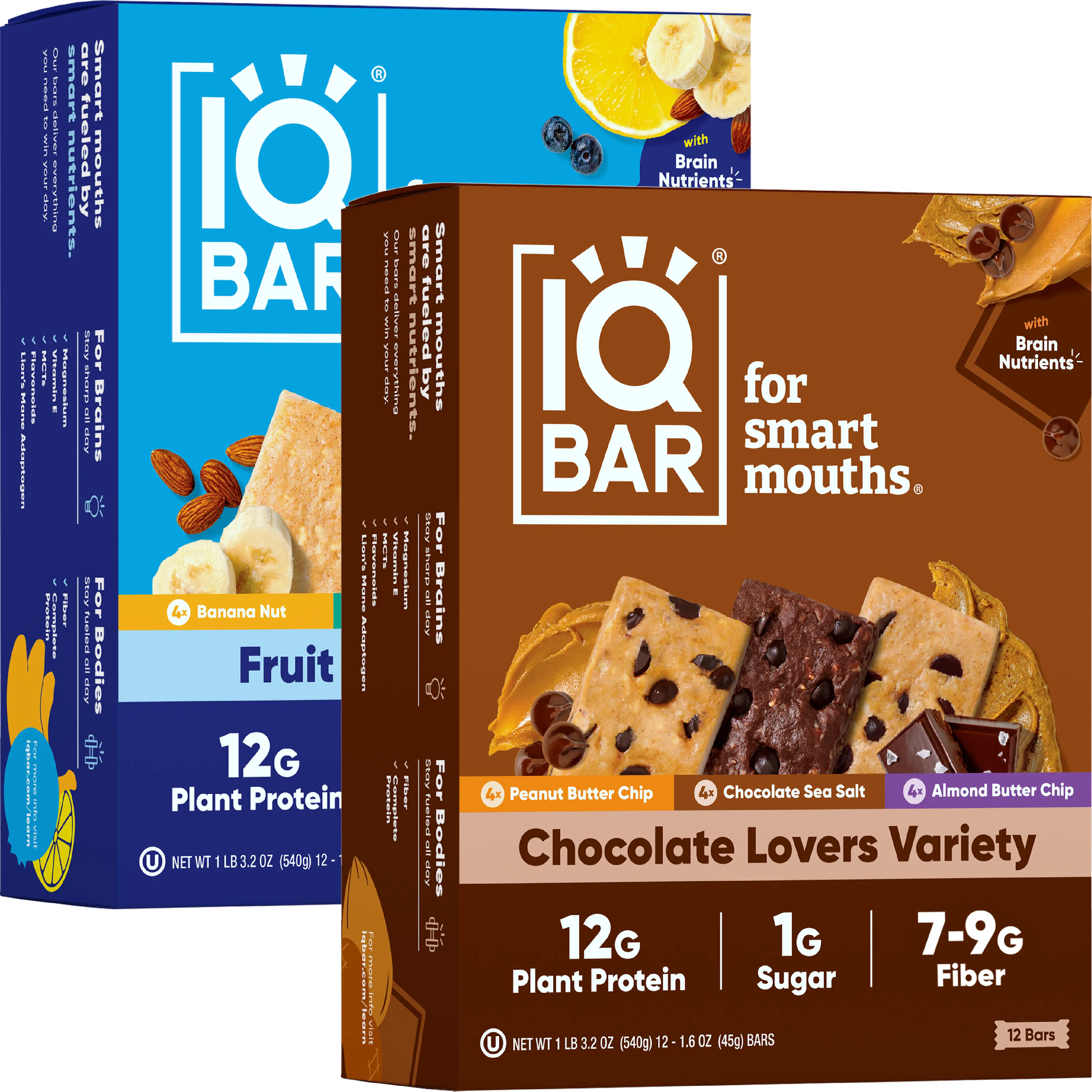 IQBAR Chocolate & Fruit Lovers - 24 Bars - 12g Plant Protein, 1-2g Sugar, 2-3g Net Carbs - 6 Flavors of High Fiber, Clean Ingredient Protein Bars