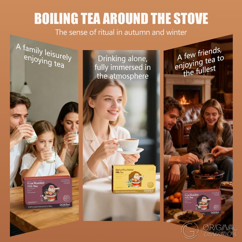 Rose/Osmanthus Baked Milk Tea 1 Carton 6 Drinks With Red Dates, Rock Sugar, Longan, Goji Berry, New Zealand Milk, Golden Needle Black Tea