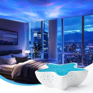 ISUNMEA Northern Lights Projector, Ocean Wave Shower Light Projector Light for Bathroom Classroom, Galaxy Night Light for Kids Dorm Decor, Cute Room Decor Aesthetic (White)