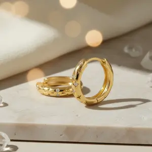 Starburst Huggie Hoops – Gold Star Hoop Earrings, Celestial Star Huggies, Dainty CZ Starburst Earrings