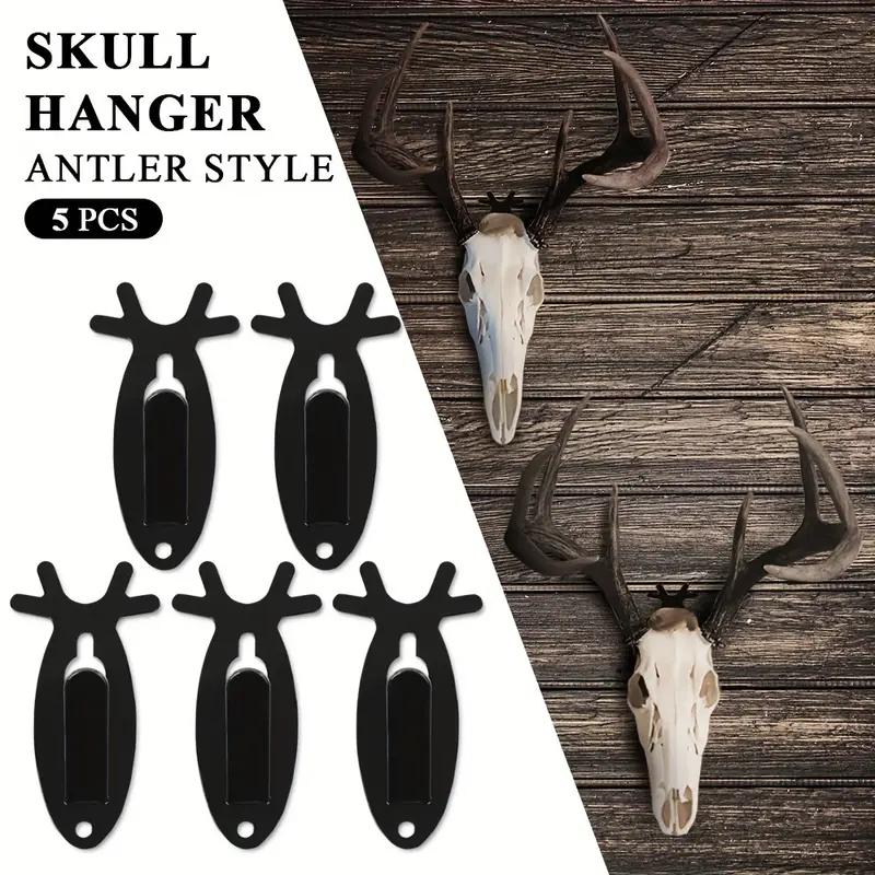 5Pcs Christmas European Mount Skull Wall Hanger Hook Deer Antelope Antler Mount Bracket For Car Home Wall Decoration Upgraded Version Ornaments