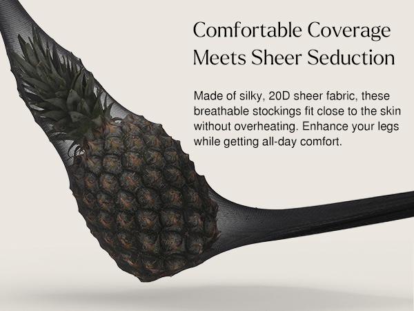 ​​Popilush Women's Socking & Spantyhose - Black Lace Trimmed Tights for Fashion-Forward Womenswear​ Sock Stocking-LIVE Thigh Highs