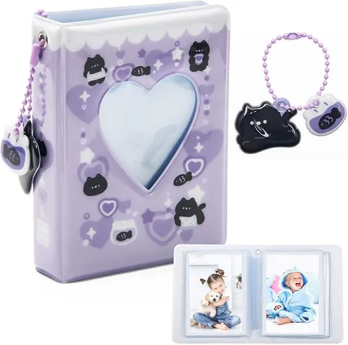Photocard Binder Album, Mini Photo Album Kpop, 3 Inch Kpop Love Heart Hollow Photocard Binder, Mini Photo Card Book Holder
