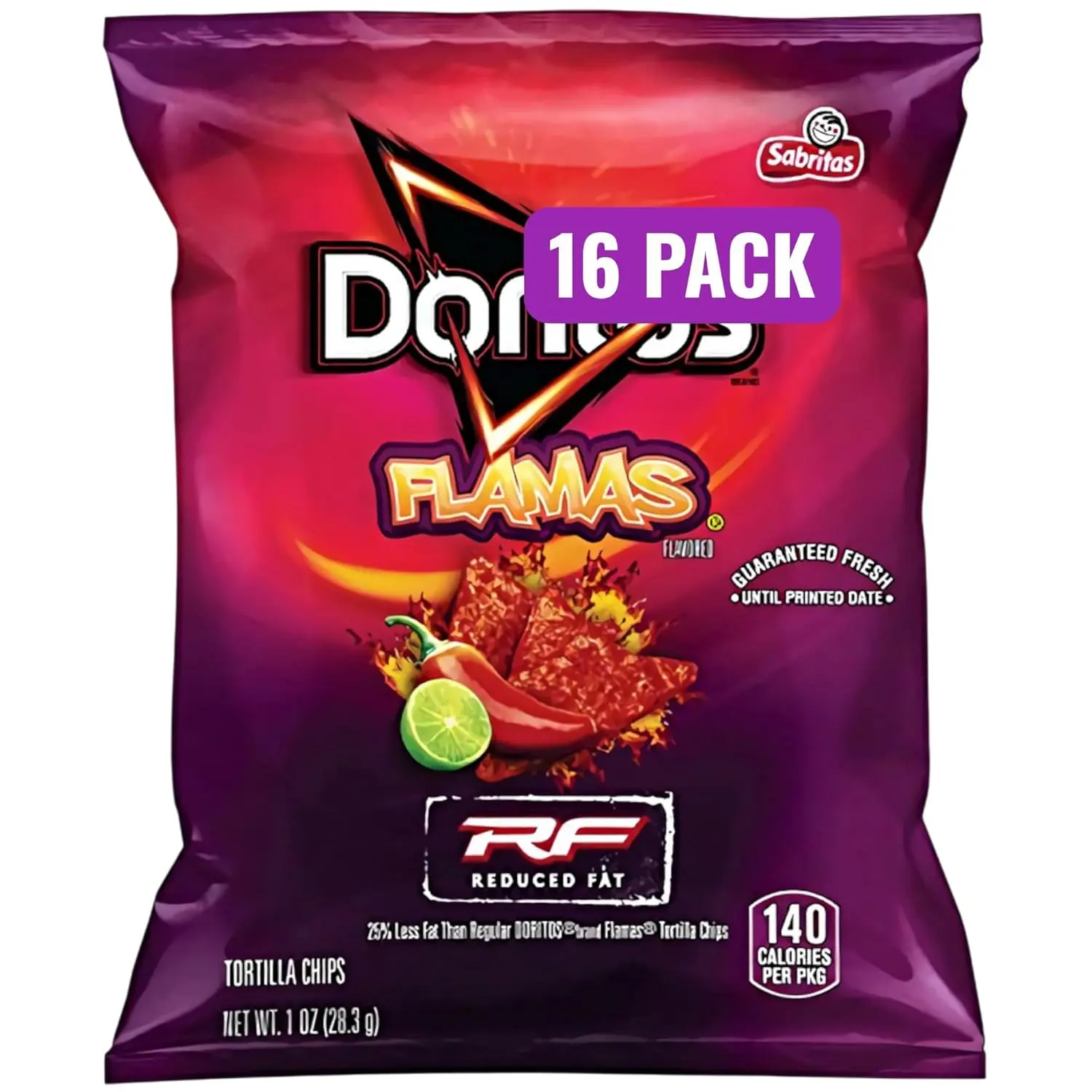Flamas Flavored Tortilla Chips, Reduced Fat, 1 Oz Bags, Pack of 16, Bundled by Shoppyway