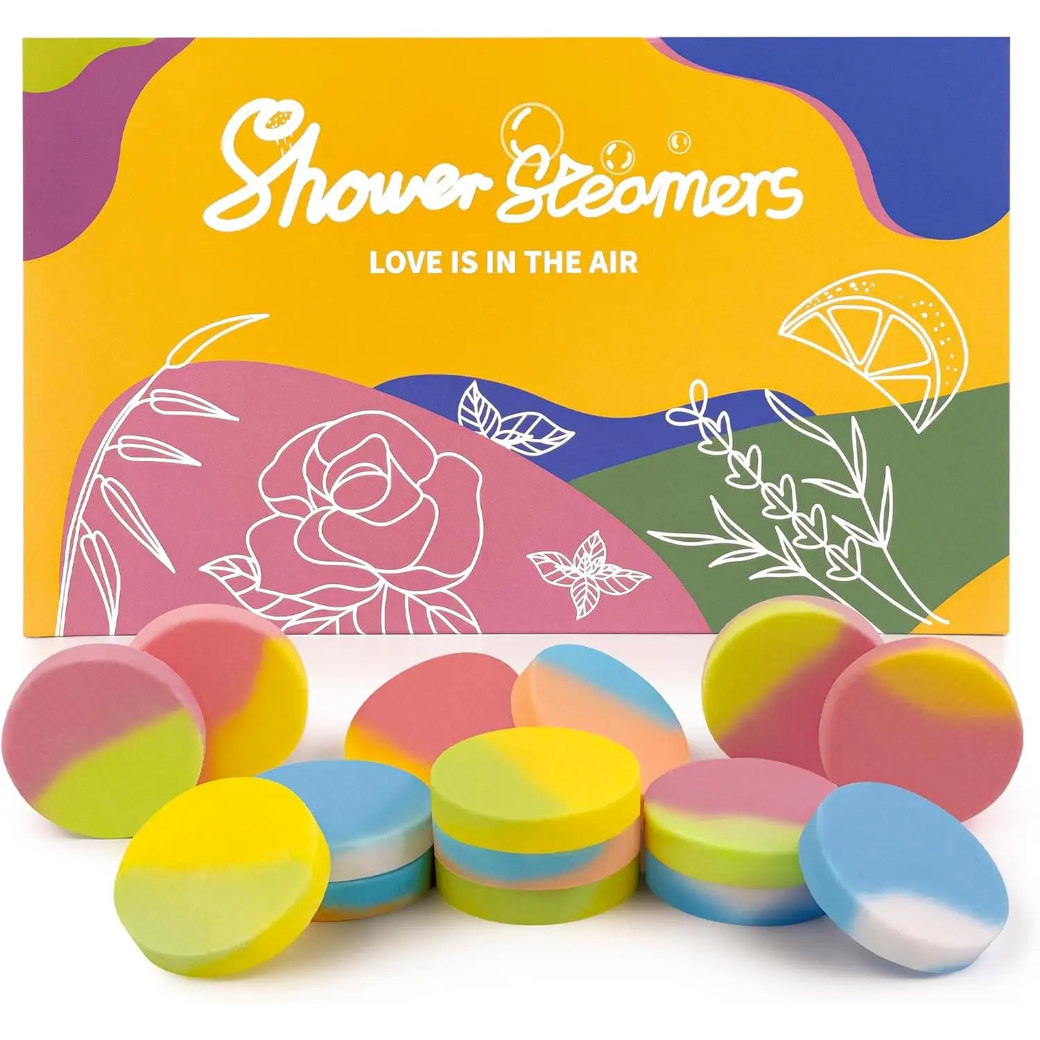 15-Piece Aromatic Scented Plant-Based Shower Steamers Gift Set, Individually Wrapped Body Care Bath Bombs for Daily Use & Mother's Day Gifting (Fragrance-Infused for Women)