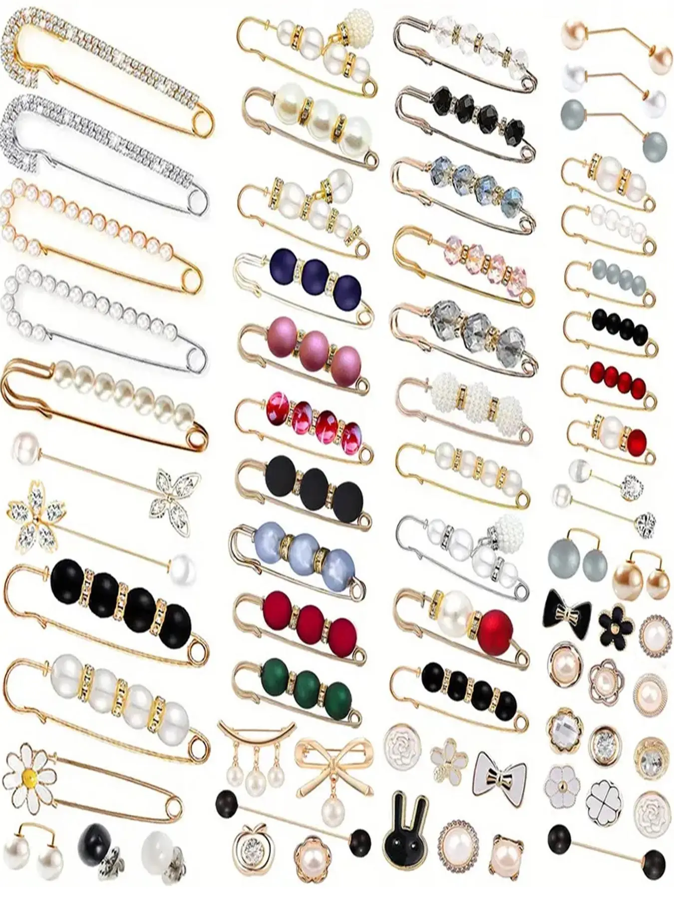 55/70/72 Piece Shirt Buttons Pearl Brooches, Elegant Bow Design, Plain Pattern, All Seasons, Decorative Accessories for Coats, Dresses, Sweaters, Hats, Pouches, Flower Pins, Lapel Pin, Brooch Set
