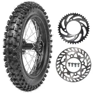 Off-Road 90/100-14 Rear Tire and Inner Tube with 1.85x14 Rim, 15mm Bearing, 190mm Brake Rotor & 420 41T Sprocket for Dirt Pit Bike 125cc 140cc 150cc 160cc Taotao Apollo YX85 KX85