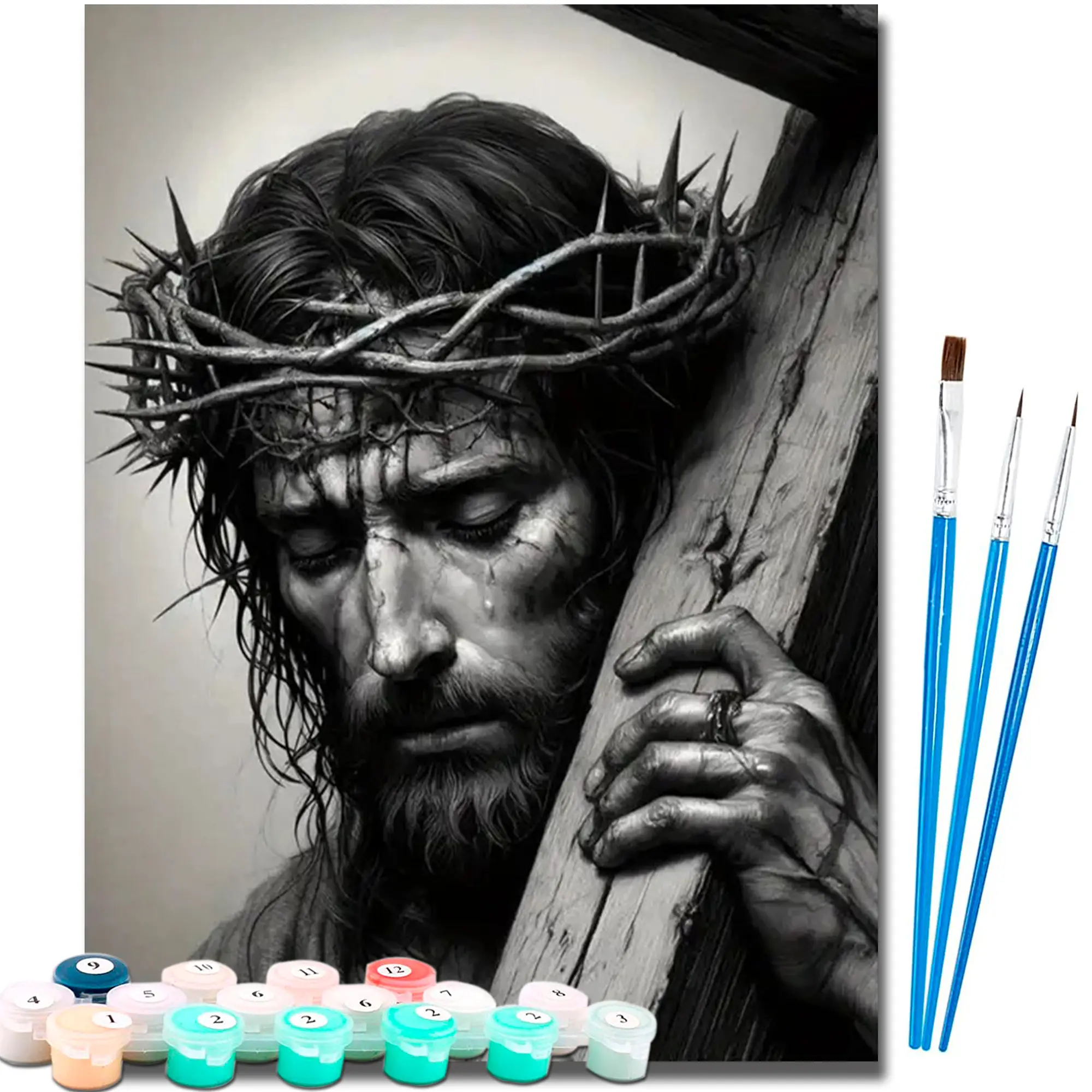 Jesus Paint by Numbers Kit for Adults & Beginners - 16x20 in Fade-Proof Canvas DIY Painting Supplies, Ideal for Birthdays Gifts & Home Wall Decor, Beginners Painting Kit, Color By Number
