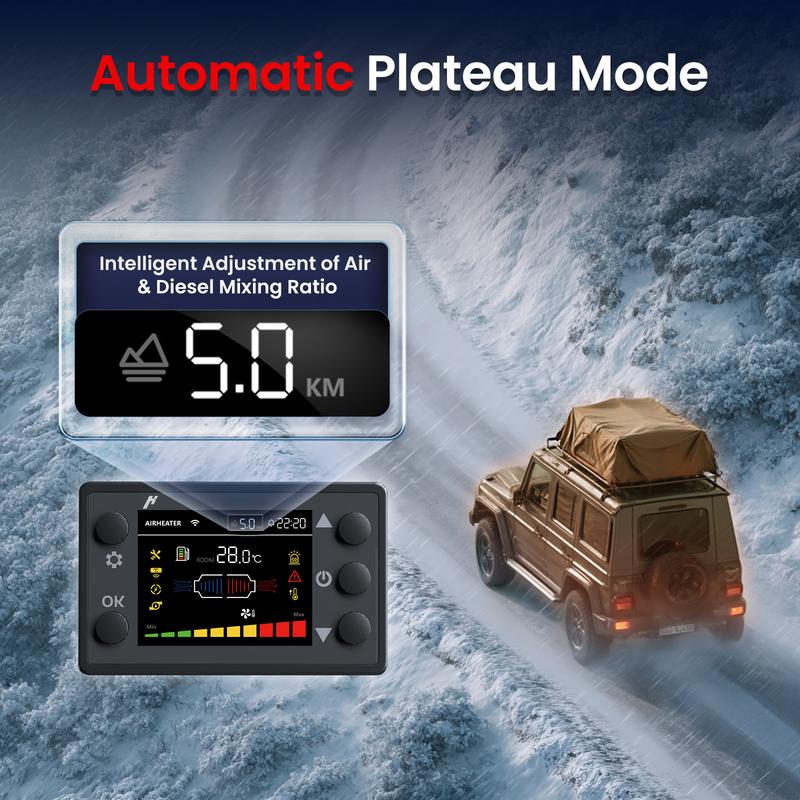 HCALORY 8KW Diesel Air Heater All-in-one 110V AC & 12V DC Support with Altitude Mode 5L Fuel Tank Portable Parking Heater Bluetooth APP Control Heating for Car Truck Boat RV Campers