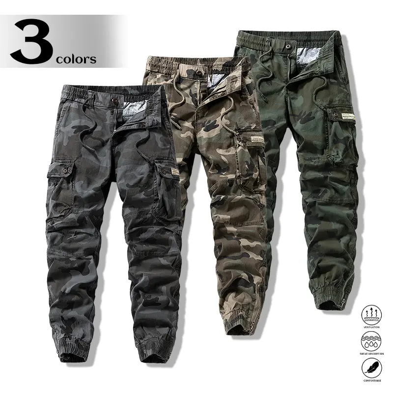 Men’s Summer Lightweight Camouflage Cargo Jogger Pants - Cargo Trousers with Jogger Cut, Loose Fit, Durable Breathable Cotton Fabric, Multiple Pockets, Suitable for Work
