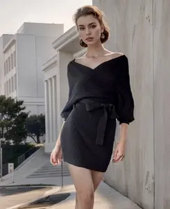 Black Wrap Knit dress