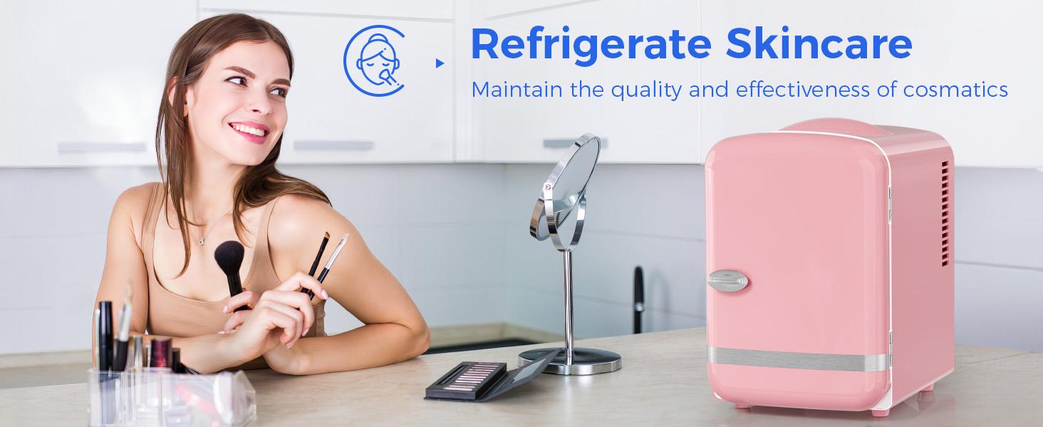 【TikTokShopSpringGlowUp】Antarctic Star 4L Mini Fridge Thermoelectric Cooler & Warmer, Portable Cooler for Skincare/Meds/Drinks, 12V DC/120V AC, 15-20℃ Cooling & 55-65℃ Heating, Pink